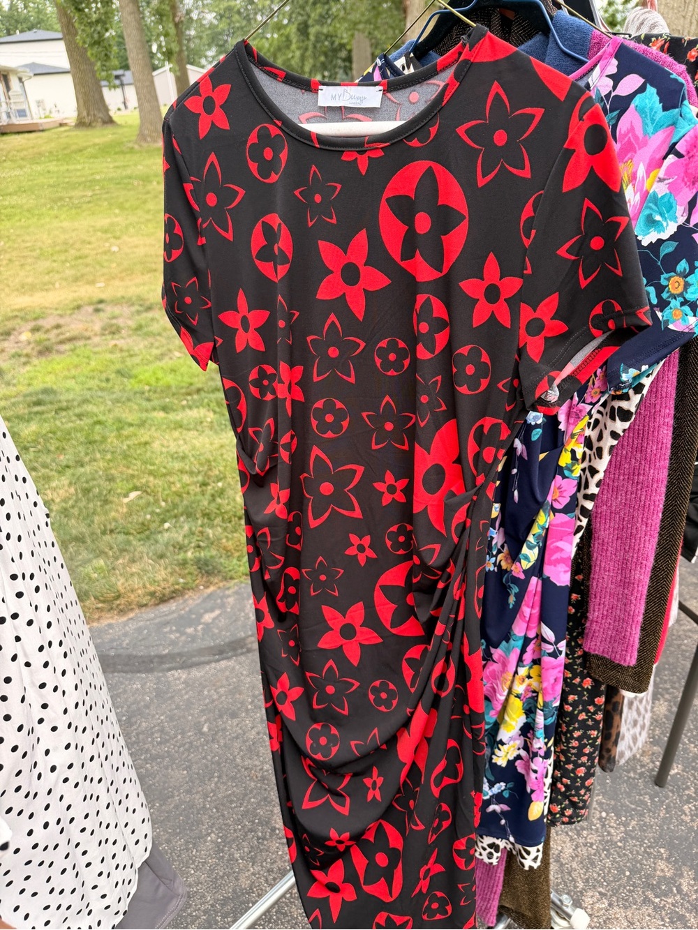 MY Bump maternity Red & Black Floral Print Women’s Dress- XL